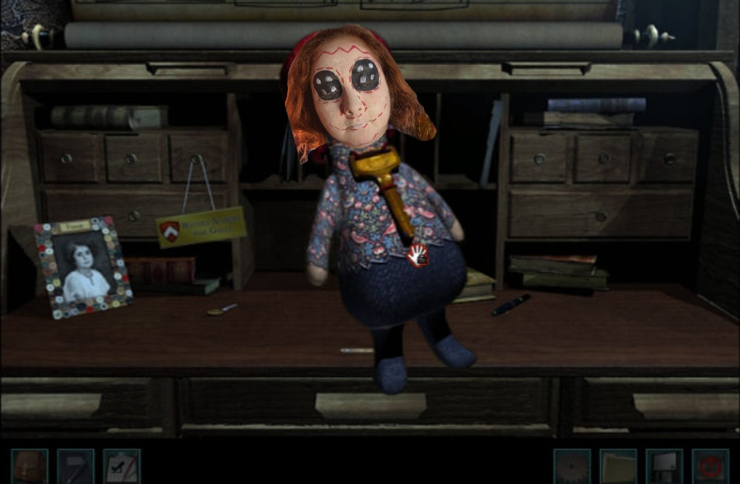 A different look completed for the HerInteractive Nancy Drew cosplay contest; look is of a voodoo-style doll from the game The Haunting of Castle Malloy; edited into the scene where you find it